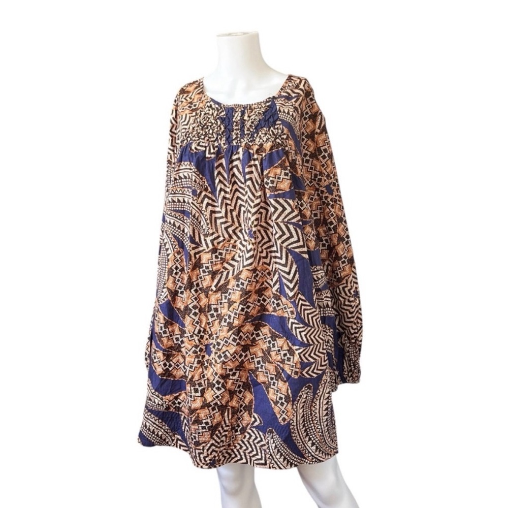 Farm Rio Yawanawa Vanahu Navy Organic Cotton Mini Dress Sz L - Picture 4 of 13